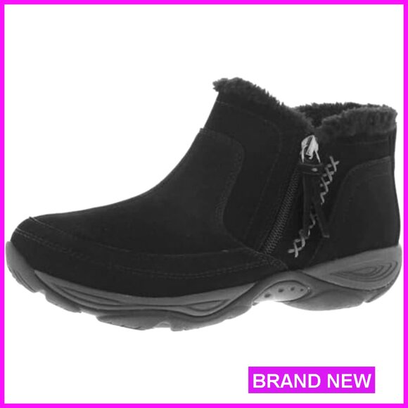 Water-Resistant Suede Bootie Hiking Sneaker Chic Ankle Boots Faux Wool Trim - Picture 2 of 8